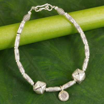 Sterling silver charm bracelet, 'Basket of Surprises' - Sterling silver charm bracelet