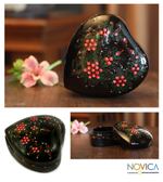 Lacquered wood box, 'Secret Heart' - Lacquered Mango Wood Decorative Box