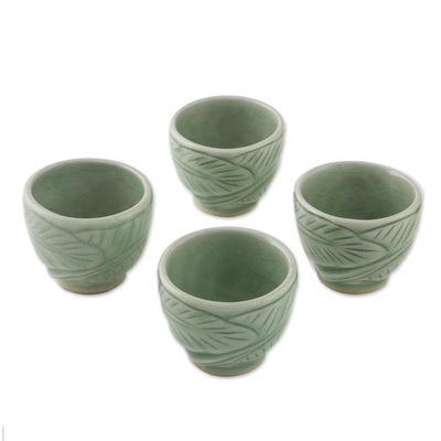 Juego de té de cerámica Celadon, (juego para 4) - Juego de té de cerámica Celadon (Juego para 4)
