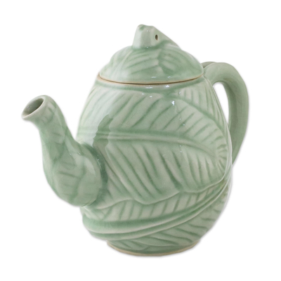 Celadon ceramic tea set, 'Peaceful Islands' (set for 4) - Celadon ceramic tea set (Set for 4)