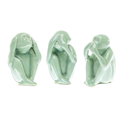 Celadon ceramic statuettes (Set of 3)