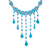 Beaded choker, 'Blue Rain Shower' - Handcrafted Turquoise coloured Waterfall Necklace (image 2a) thumbail