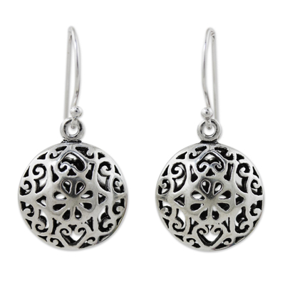 Sterling silver dangle earrings, 'Medallion' - Handmade Sterling Silver Dangle Earrings