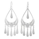 Sterling silver filigree earrings, 'Mystic Rain' - Handcrafted Sterling Silver Chandelier Earrings