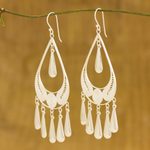 Sterling silver filigree earrings, 'Mystic Rain' - Handcrafted Sterling Silver Chandelier Earrings