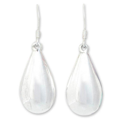 Sterling silver dangle earrings, 'Moon Teardrops' - Sterling Silver Dangle Earrings from Thailand