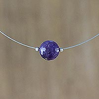 Amethyst pendant necklace, 'Rotations'