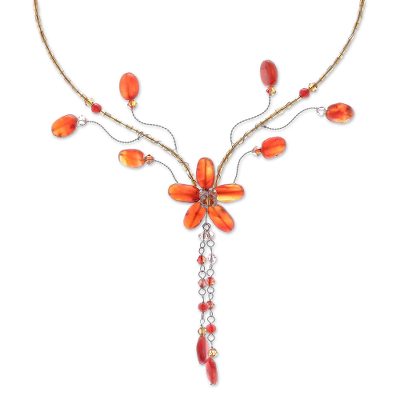 Hand Made floral Carnelian Necklace