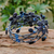 Lapis lazuli wrap bracelet, 'Garland' - Hand Crafted Floral Beaded Lapis Lazuli Bracelet (image 2b) thumbail
