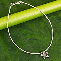 Silver anklet, 'Starfish' - Fair Trade Hill Tribe Silver Anklet
