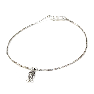 Silver anklet, 'Minnow' - Handcrafted 950 Silver Anklet