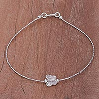 Silver anklet, 'Thai Butterfly' - Silver anklet