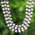 Cultured pearl and garnet strand necklace, 'Magic' - Artisan Crafted Pearl Strand Necklace thumbail