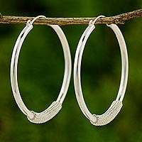 Silver hoop earrings, 'Loop the Hoop'
