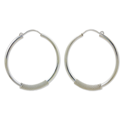 Silver hoop earrings, 'Loop the Hoop' - Fair Trade 950 Silver Hoop Earrings