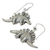 Silver dangle earrings, 'Dinosaur Shield' - Fair Trade 950 Silver Dinosaur Dangle Earrings