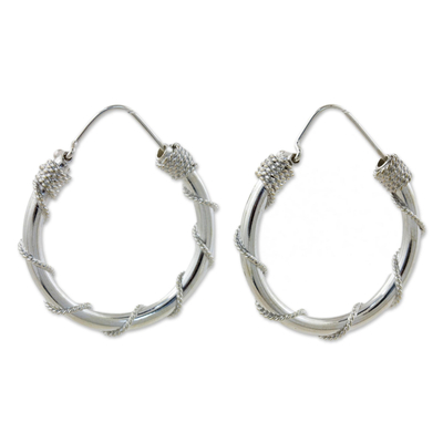 Sterling silver hoop earrings, 'Nautical Hoops' - Fair Trade Sterling Silver Hoop Earrings