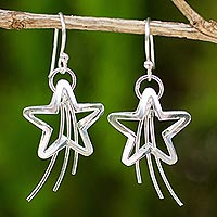 Sterling silver dangle earrings, 'Shooting Stars'