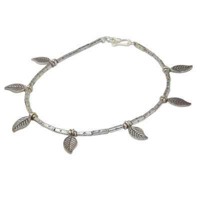 Silver anklet, 'Autumn Medley' - Hill Tribe Silver Anklet