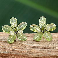 Peridot earrings, 'Lime Flower'