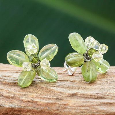 Peridot earrings, 'Lime Flower' - Peridot earrings