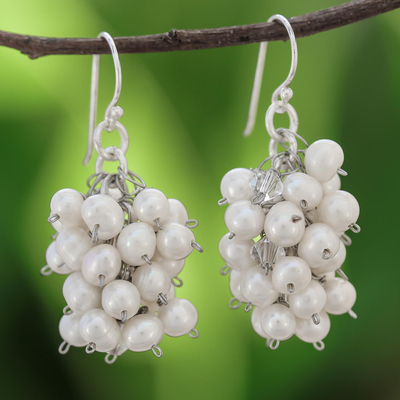 Pearl cluster earrings, Sweet White Grapes