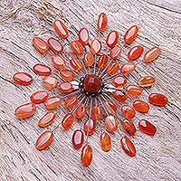 Featured review for Garnet and carnelian brooch pin, Sunflower