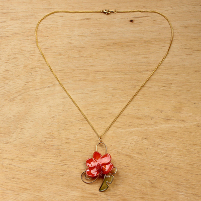 Natürliche Orchideenblüten-Halskette, 'Tropicana' - Natürliche Orchideenblüten-Halskette