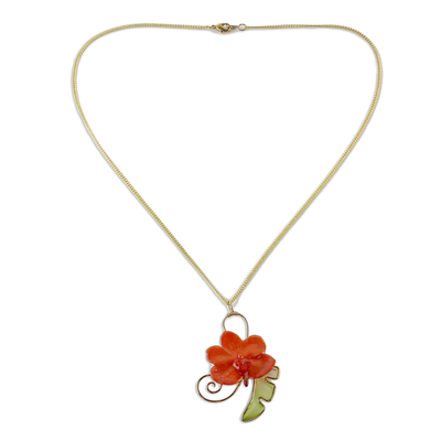 Natural orchid flower necklace, 'Tropicana' - Natural orchid flower necklace