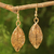 Natural leaf gold-plated earrings, 'Forest Duet' - Artisan Crafted Gold Plated Leaf Earrings