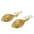 Pendientes chapados en oro hoja natural - Pendientes artesanales hoja chapados en oro