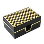 Lacquered wood box, 'Chess' - Handcrafted Lacquerware Mango Wood Decorative Box