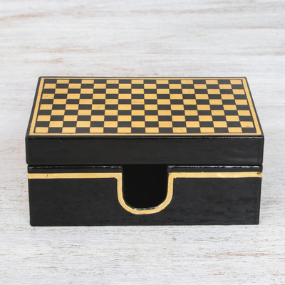 Caja de madera lacada - Caja decorativa de madera de mango lacada artesanalmente