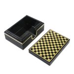 Lacquered wood box, 'Chess' - Handcrafted Lacquerware Mango Wood Decorative Box