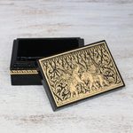 Lacquered wood box, 'Kings at War' - Lacquerware Mango Wood Decorative Box