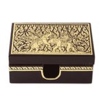 Lacquered wood box, 'Kings at War' - Lacquerware Mango Wood Decorative Box