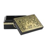 Lacquered wood box, 'Kings at War' - Lacquerware Mango Wood Decorative Box