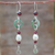 Pendientes colgantes de jade y granate - Aretes colgantes hechos a mano de jade y perla