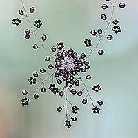 Gargantilla de perlas, 'Fantasía floral' - Gargantilla de perlas cultivadas y cuentas de vidrio