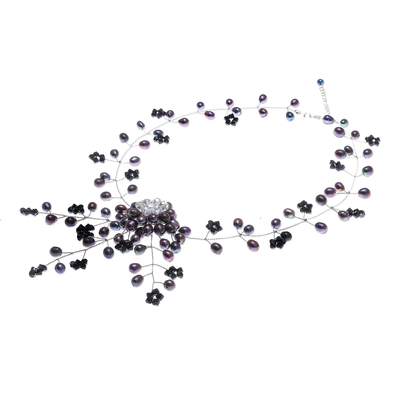 Perlenhalsband - Halskette aus Zuchtperlen und Glasperlen