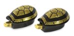 Lacquered wood jewelry boxes, 'Royal Turtles' (pair) - Handcrafted Lacquerware Wood Jewelry Boxes (Pair)