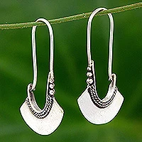 Sterling silver hoop earrings, 'Hollow Bell' - Women's Sterling Silver Hoop Earrings