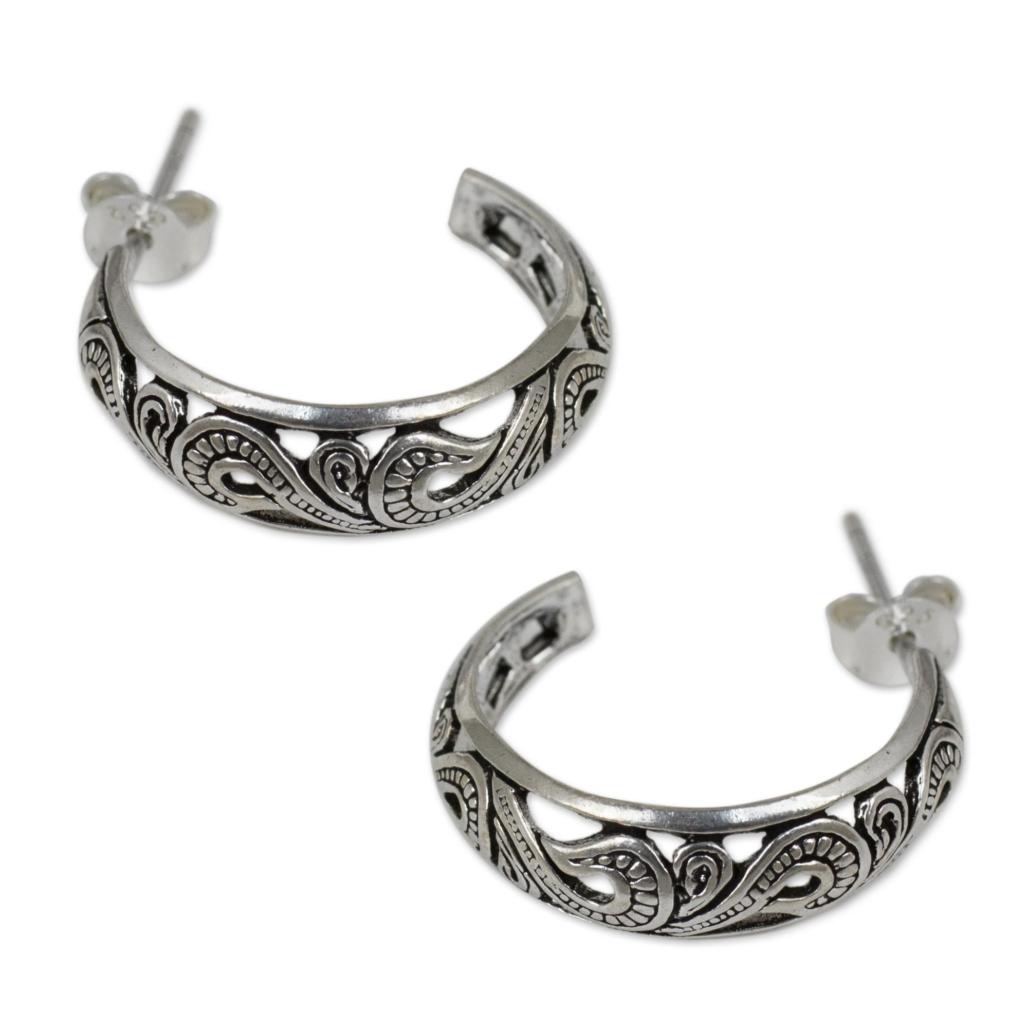 UNICEF Market | Handmade Sterling Silver Half Hoop Earrings - Moon in ...