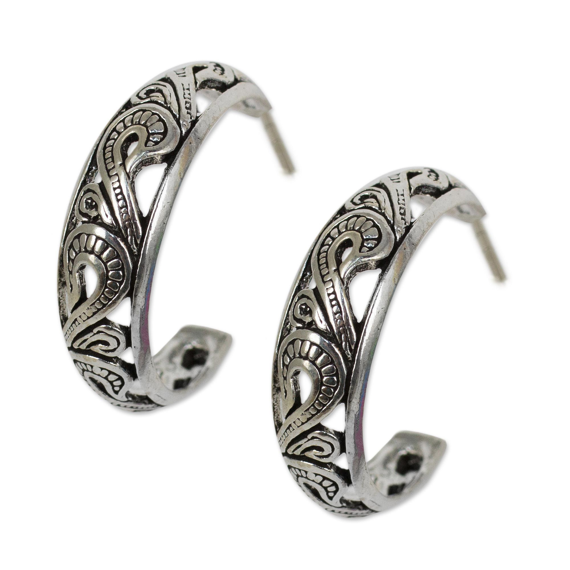 UNICEF Market | Handmade Sterling Silver Half Hoop Earrings - Moon in ...