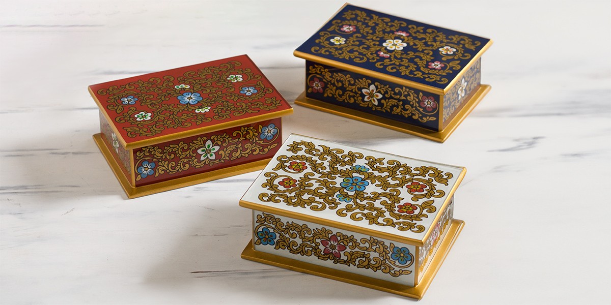 Reverse Painted Glass Boxes
